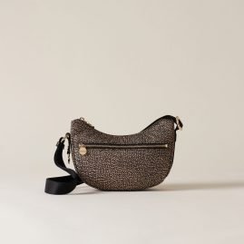 Borbonese Luna Bag Mini Tracolla Nylon Pelle Op Naturale 934137I15X11 Fronte Borbonese Mantova Borse Donna Mantova