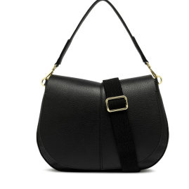 Gianni Chiarini Helena Round Grande Tracolla Pelle Nera 6037 Fronte